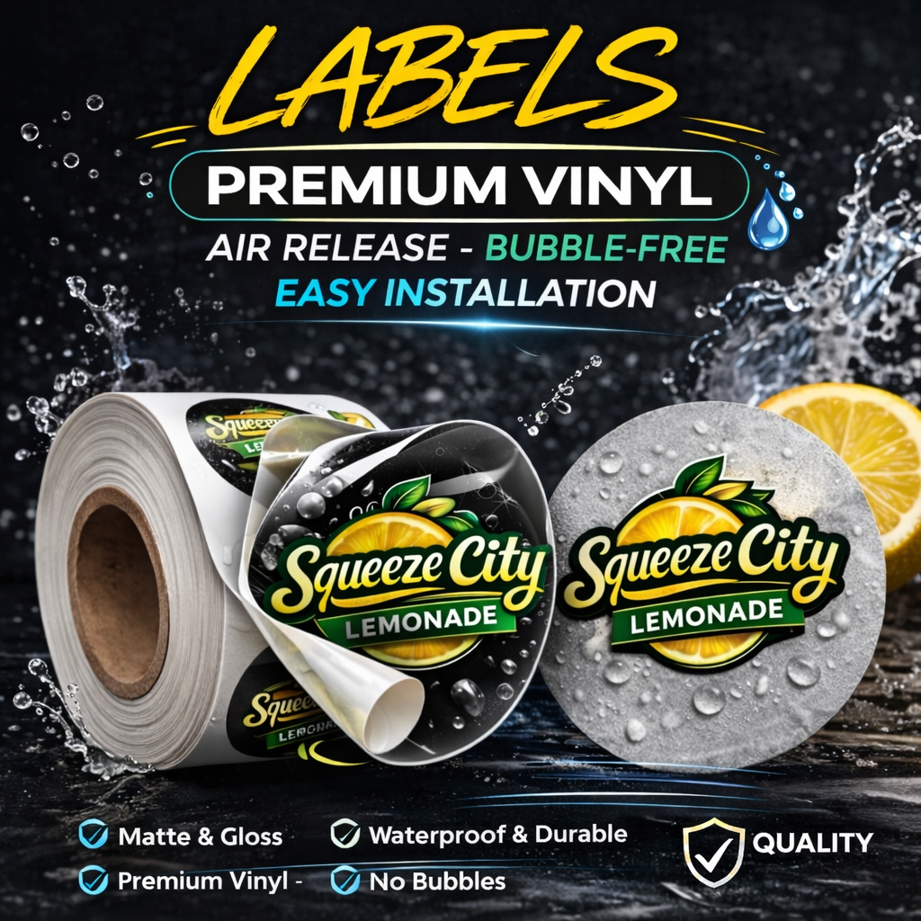 100 Premium Custom Vinyl Labels (Bubble-Free)