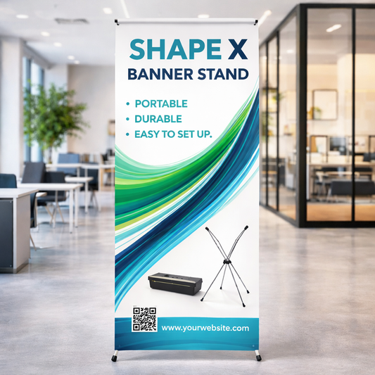 Shape X Banner Stand 33.5" x 78" – Portable Display Stand