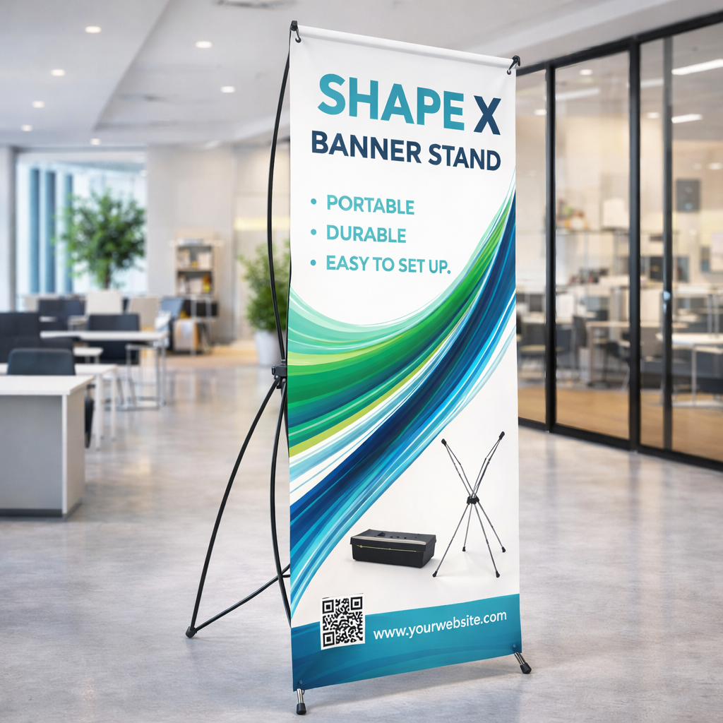 Shape X Banner Stand 33.5" x 78" – Portable Display Stand