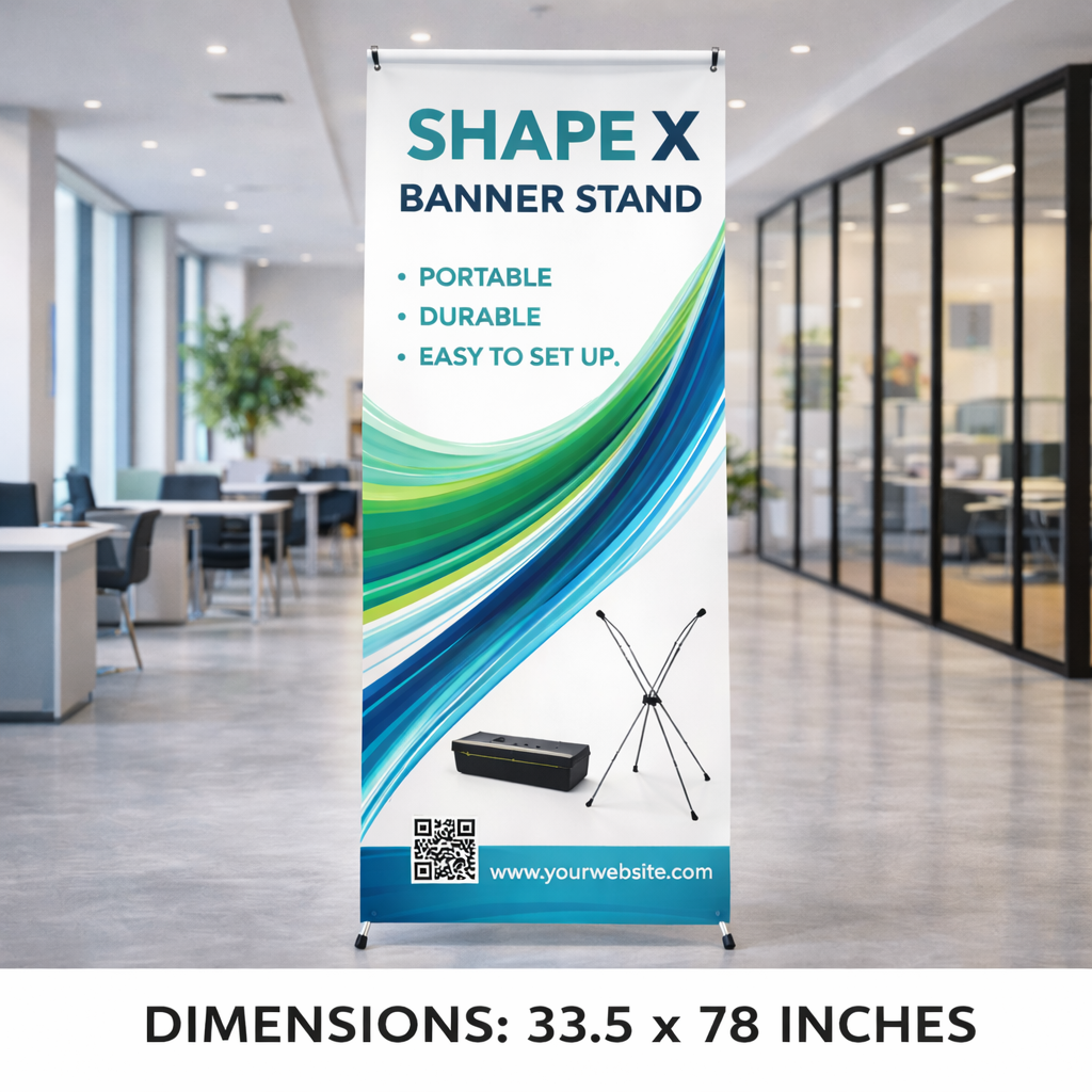 Shape X Banner Stand 33.5" x 78" – Portable Display Stand