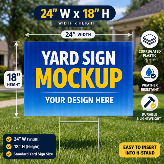 12 Pack Yard Signs 18" x 24" – Full Color Double Sided + H-Stakes Included